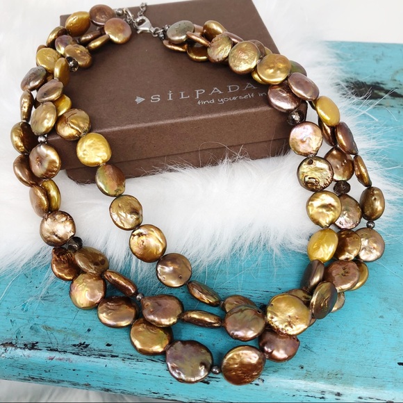 Copper Coin Pearl Quartz Necklace 